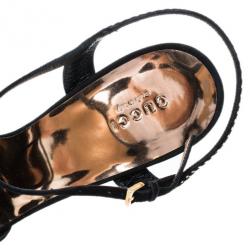 Pre Owned Gucci Black Suede Fleur Studded Sandals Size 40