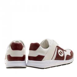 Pre Owned Gucci Two Tone Leather Lace Up Sneakers Size 36.5