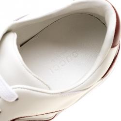 Pre Owned Gucci Two Tone Leather Lace Up Sneakers Size 36.5