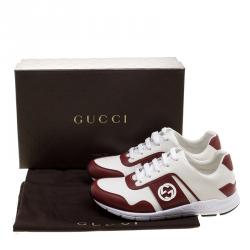 Pre Owned Gucci Two Tone Leather Lace Up Sneakers Size 36.5