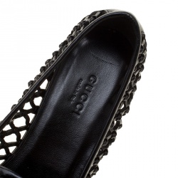 Pre Owned Gucci Black Woven Leather Horsebit Loafers Size 37