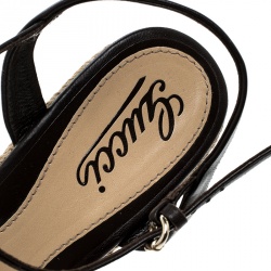 Pre Owned Gucci Beige Guccissima Fabric and Leather Penelope Espadrille Wedges Size 39.5