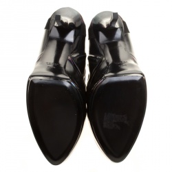Pre Owned Gucci Black Holographic Leather And Suede Platform Ankle Boots Size 39.5