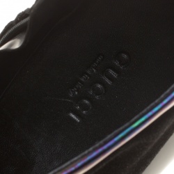 Pre Owned Gucci Black Holographic Leather And Suede Platform Ankle Boots Size 39.5