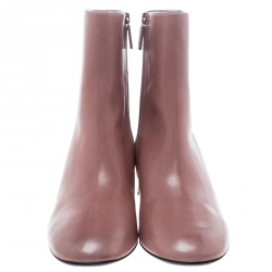 Pre Owned Gucci Blush Pink Leather Betis Glamour Crystal Heel Boots Size 39
