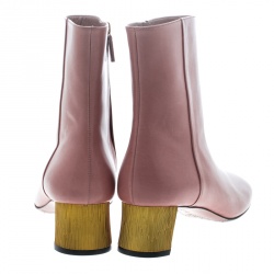 Pre Owned Gucci Blush Pink Leather Betis Glamour Crystal Heel Boots Size 39