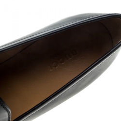 Pre Owned Gucci Black Leather Betis Glamour Horsebit Loafers Size 37.5