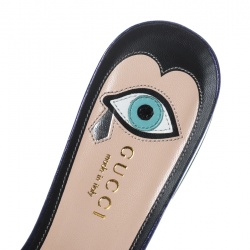 Pre Owned Gucci Green Metallic Leather Wangy Embellished Hand Mules Slides Sandals Size 37