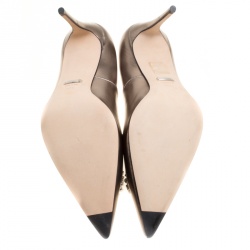 مملوكة مسبقًا Gucci Metallic Bronze Leather Crystal GG Pointed Toe Pumps Size 40.5