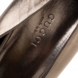مملوكة مسبقًا Gucci Metallic Bronze Leather Crystal GG Pointed Toe Pumps Size 40.5