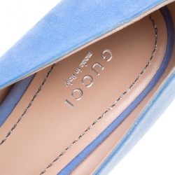 مملوكة مسبقًا Gucci Powder Blue Suede Dionysus Square Toe Pumps Size 39