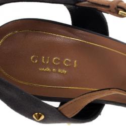 Pre Owned Gucci Brown Suede Jacqueline Studded Sandals Size 41