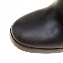 Pre Owned Gucci Black Leather Knee High Block Heel Boots Size 36.5