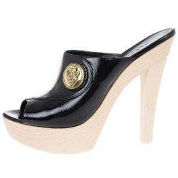 Pre Owned Gucci Black Patent Hysteria Platform Clogs Size 38.5