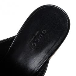 Pre Owned Gucci Black Patent Hysteria Platform Clogs Size 38.5