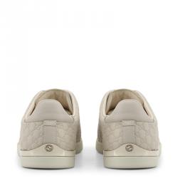 مملوكة مسبقًا Gucci Beige Microguccissima Leather Lace Up Sneakers Size 38