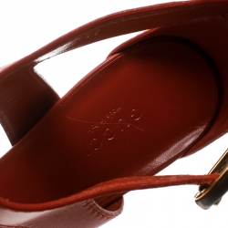 مملوكة مسبقًا صندل غوتشي سيور كاحل ليفورد جلد برتقالي صدأ مقاس 39