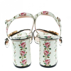 مملوكة مسبقًا Gucci Multicolor Floral Print Leather GG Marmont Ankle Strap Sandals Size 39