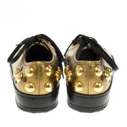 مملوكة مسبقًا Gucci Golden Leather Babouska Studded Praga Sneakers Size 37.5 