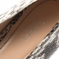مملوكة مسبقًا Gucci Beige Python Leather Square Toe Flats Size 39