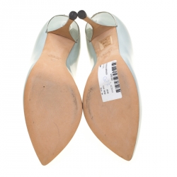 Pre Owned Gucci Light Green Patent Leather Paloma GG Pointed Toe Pumps Size 36