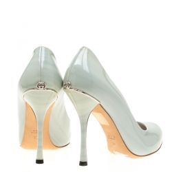 Pre Owned Gucci Light Green Patent Leather Paloma GG Pointed Toe Pumps Size 36