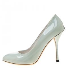 Pre Owned Gucci Light Green Patent Leather Paloma GG Pointed Toe Pumps Size 36