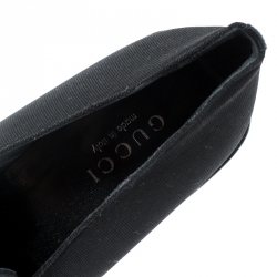 Pre Owned Gucci Black Canvas Buckle Detail Loafers Pumps Size 40