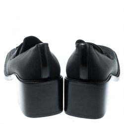 Pre Owned Gucci Black Canvas Buckle Detail Loafers Pumps Size 40