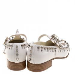 Pre Owned حذاء كعب عالي غوتشي لوفر مزخرف مرصع/ مخطط كانفاس أبيض مقاس 39