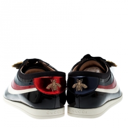 Gucci Multicolor Patent Leather New Ace Falacer Butterfly Low Top Sneakers Size 39