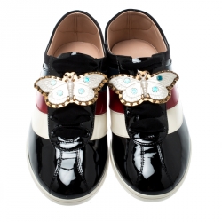 Gucci Multicolor Patent Leather New Ace Falacer Butterfly Low Top Sneakers Size 39