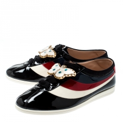 Gucci Multicolor Patent Leather New Ace Falacer Butterfly Low Top Sneakers Size 39