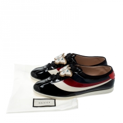 Gucci Multicolor Patent Leather New Ace Falacer Butterfly Low Top Sneakers Size 39