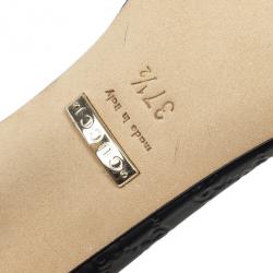 Pre Owned Gucci Black Leather Nice Microguccissima Mid Heel Sandals Size 37.5