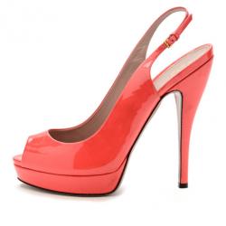 مملوكة مسبقًا Gucci Pink Patent Lisbeth Platform Slingback Sandals Size 40