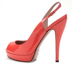 مملوكة مسبقًا Gucci Pink Patent Lisbeth Platform Slingback Sandals Size 40