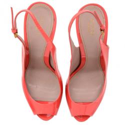 مملوكة مسبقًا Gucci Pink Patent Lisbeth Platform Slingback Sandals Size 40