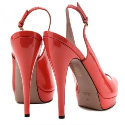 مملوكة مسبقًا Gucci Pink Patent Lisbeth Platform Slingback Sandals Size 40