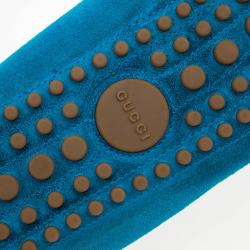 Pre Owned Gucci Blue Suede &amp; Microguccissima Leather Loafers Size 38.5