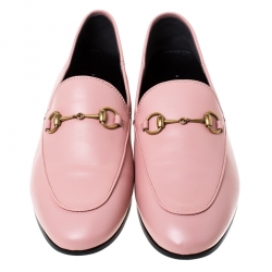 Gucci Light Pink Leather Horsebit Loafers Size 38.5