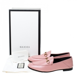 Gucci Light Pink Leather Horsebit Loafers Size 38.5