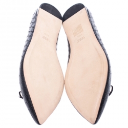 Pre Owned Gucci Black Microguccissima Leather Agatha Ballet Flats Size 40.5