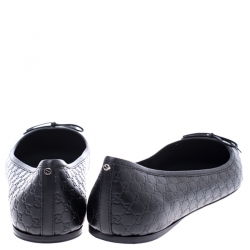 Pre Owned Gucci Black Microguccissima Leather Agatha Ballet Flats Size 40.5