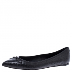 Pre Owned Gucci Black Microguccissima Leather Agatha Ballet Flats Size 40.5