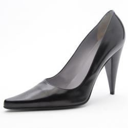 Pre Owned Gucci Black Leather Pointed Toe Pumps Size 38