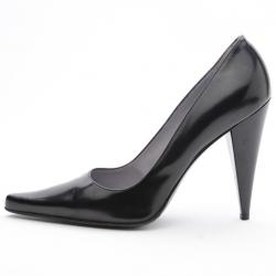 Pre Owned Gucci Black Leather Pointed Toe Pumps Size 38