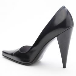 Pre Owned Gucci Black Leather Pointed Toe Pumps Size 38