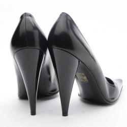 Pre Owned Gucci Black Leather Pointed Toe Pumps Size 38