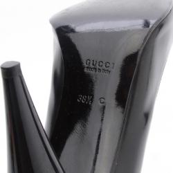 Pre Owned Gucci Black Leather Pointed Toe Pumps Size 38